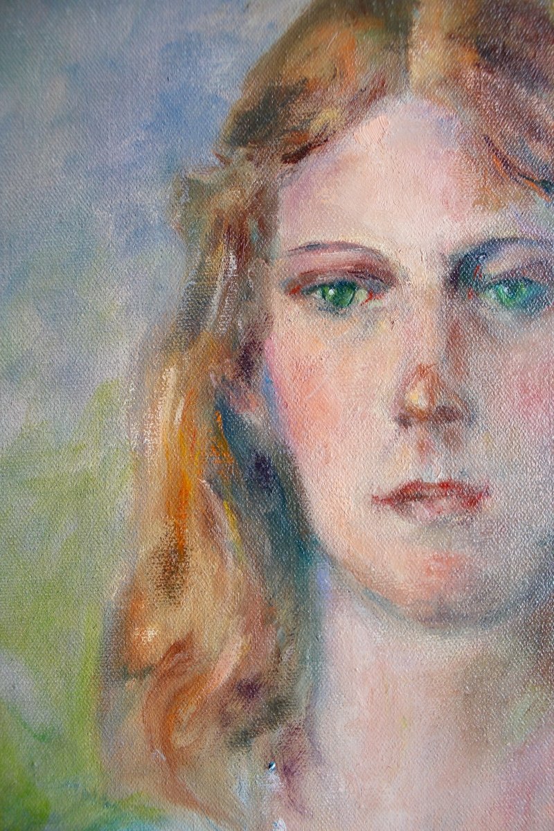 Vintage Portrait Painting - Diamonds & Rust