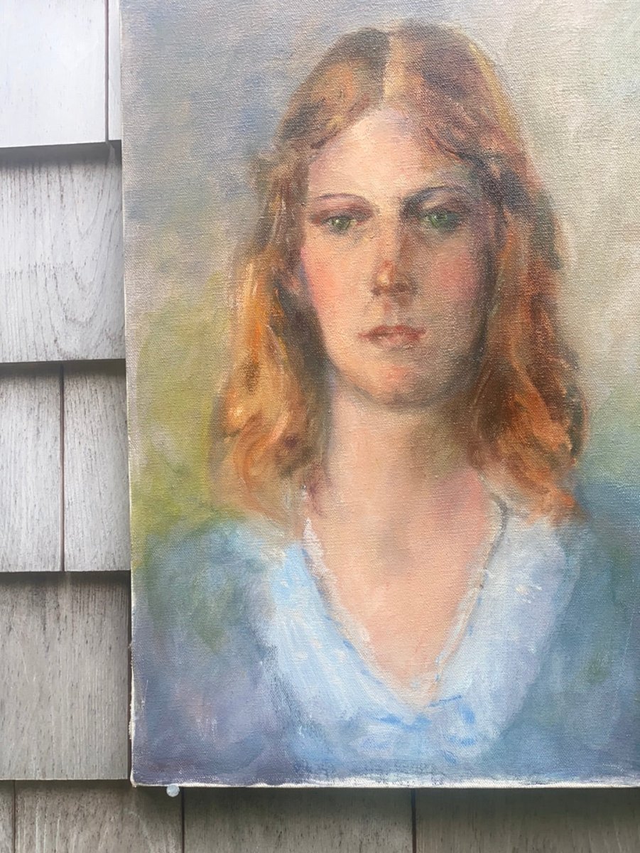 Vintage Portrait Painting - Diamonds & Rust