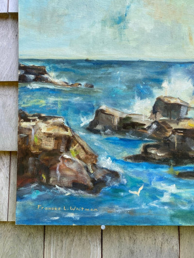 Vintage Rocky Sea Scape Painting - Diamonds & Rust
