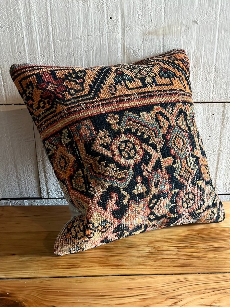 Vintage Rug Pillow - Diamonds & Rust