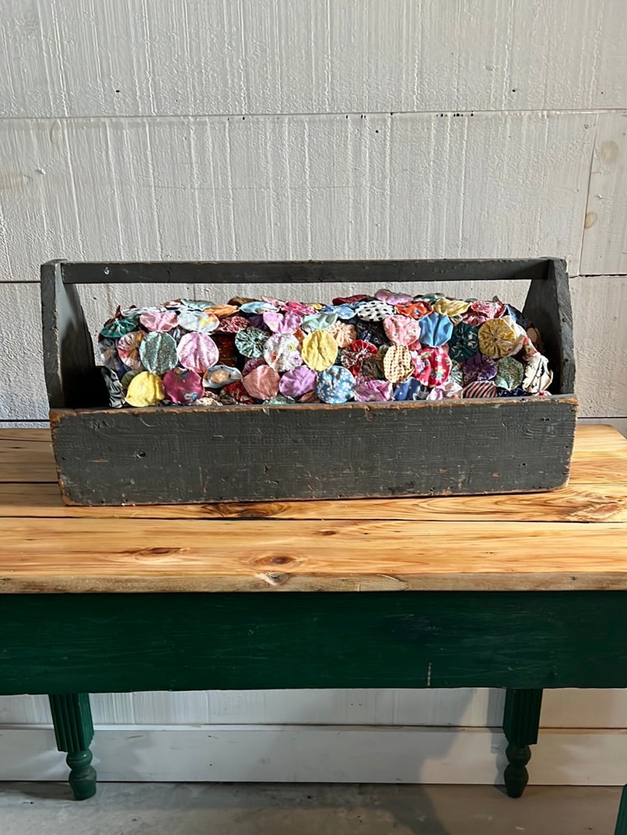Vintage Wood Tool Caddy - Diamonds & Rust