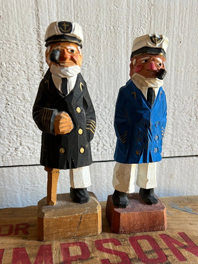 Vintage Wooden Fisherman - Black Coat + Peg Leg - Diamonds & Rust