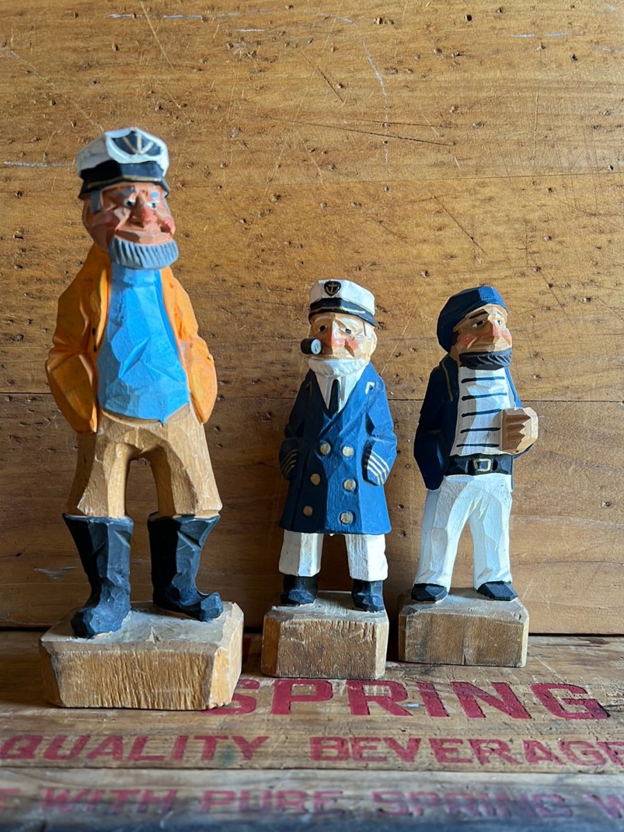 Vintage Wooden Fisherman - Navy Blue - Diamonds & Rust