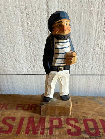 Vintage Wooden Fisherman - Navy Blue Stripes - Diamonds & Rust