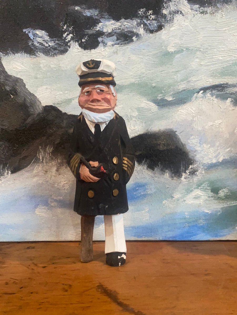 Vintage Wooden Fisherman - Peg Leg - Diamonds & Rust