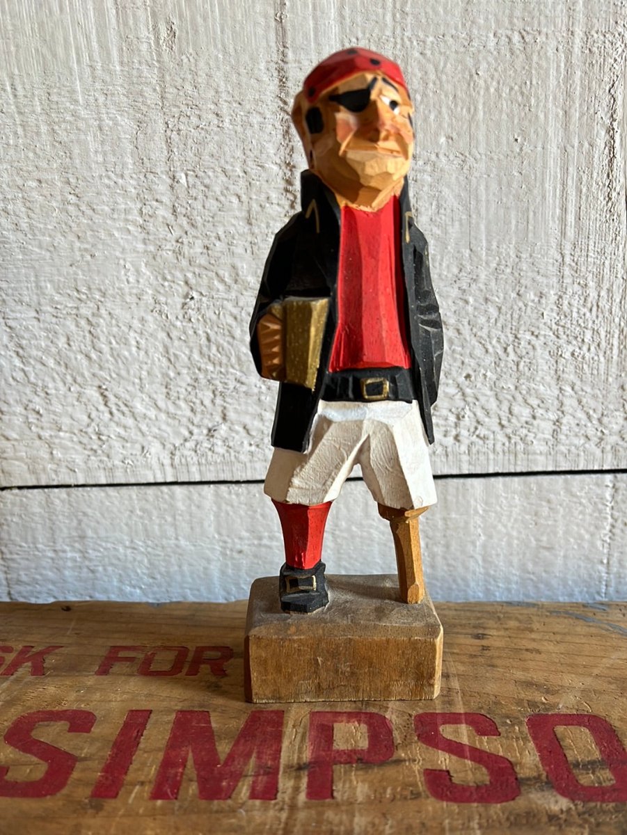 Vintage Wooden Fisherman - Red Shirt - Diamonds & Rust