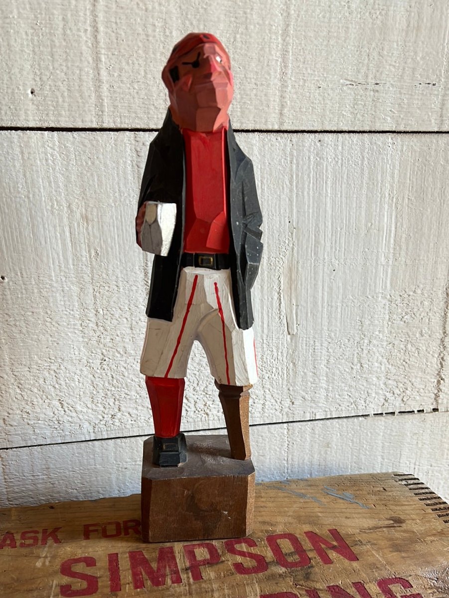 Vintage Wooden Fisherman - Red Shirt - Diamonds & Rust