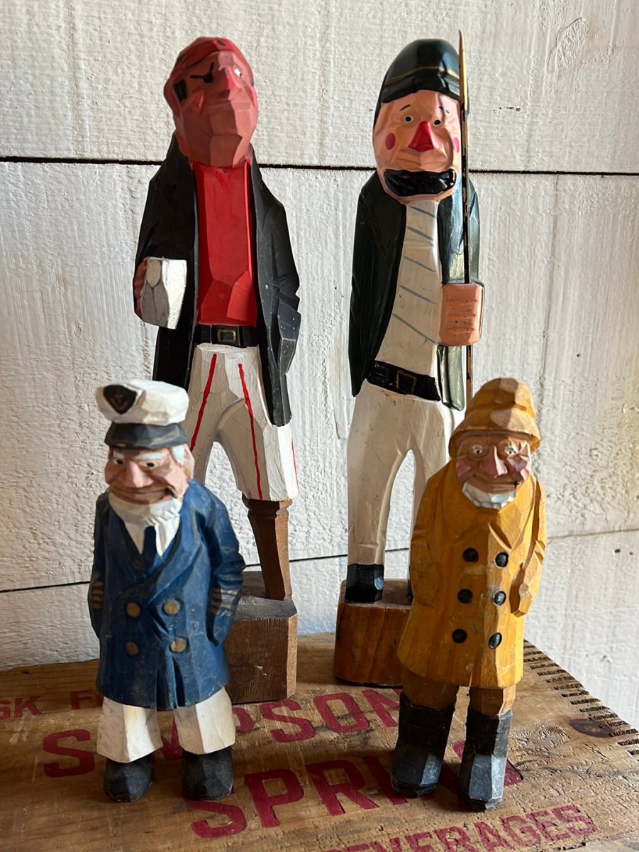 Vintage Wooden Fisherman - Red Shirt - Diamonds & Rust