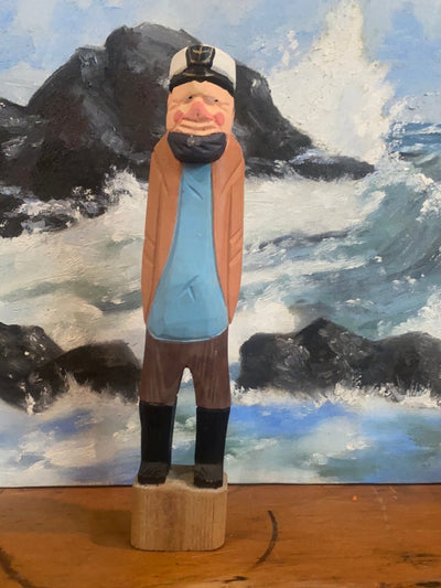 Vintage Wooden Fisherman - Yellow + Blue Shirt Coat - Diamonds & Rust