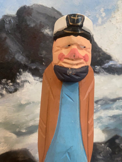 Vintage Wooden Fisherman - Yellow + Blue Shirt Coat - Diamonds & Rust