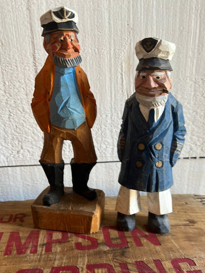 Vintage Wooden Fisherman - Yellow Coat - Diamonds & Rust