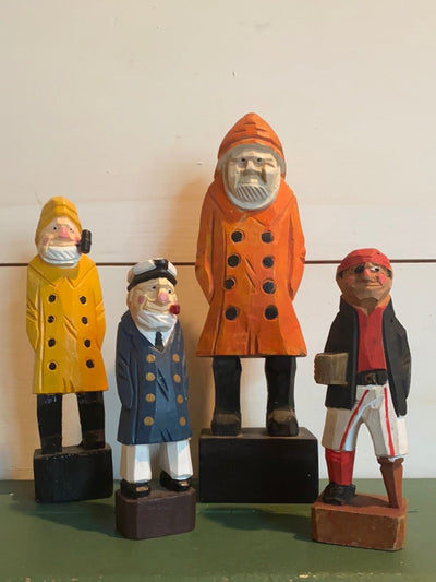 Vintage Wooden Sea Captain - Blue Coat - Diamonds & Rust