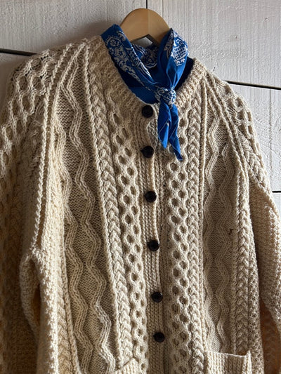 Vintage Wool Fishermen's Sweater - Diamonds & Rust