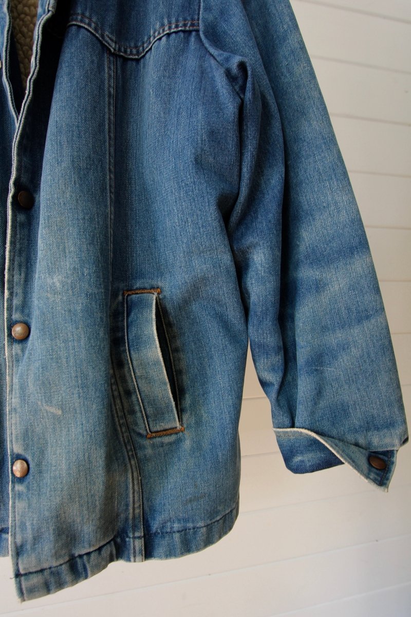 Vintage Wrangler Sherpa Lined Denim Coat - Diamonds & Rust