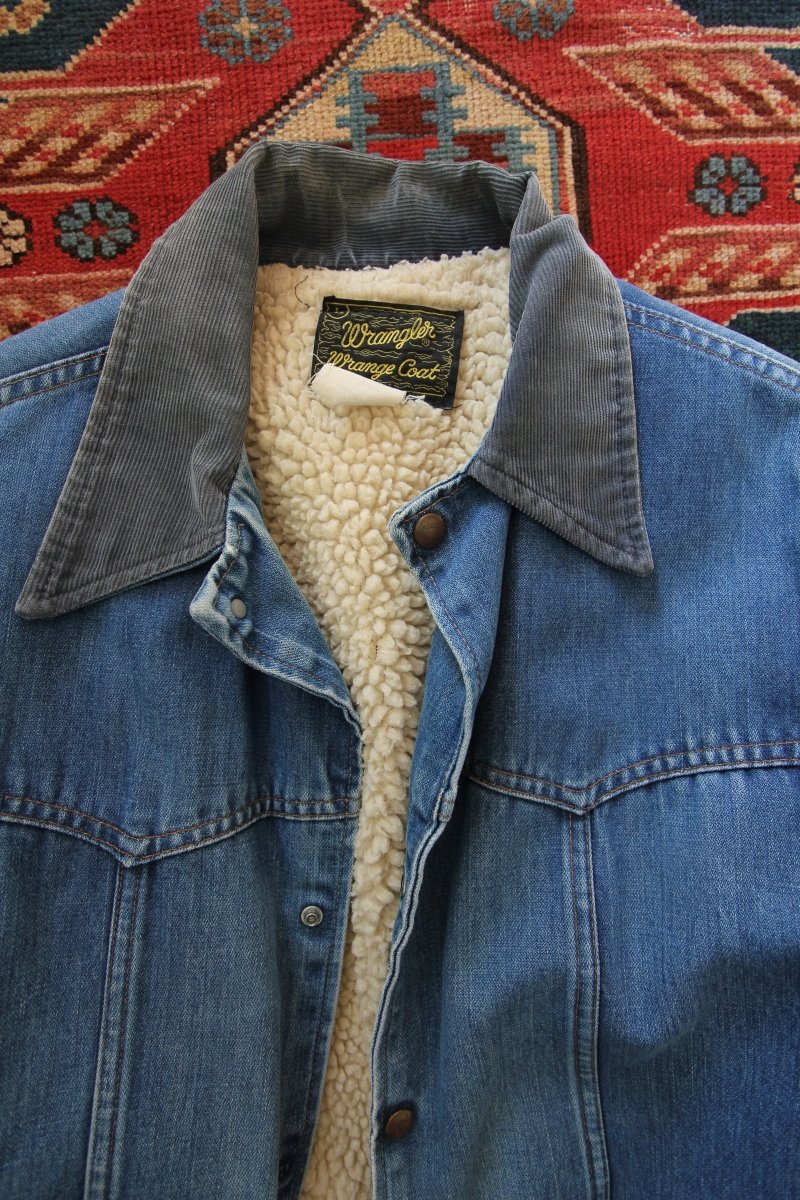 Vintage Wrangler Sherpa Lined Denim Coat - Diamonds & Rust