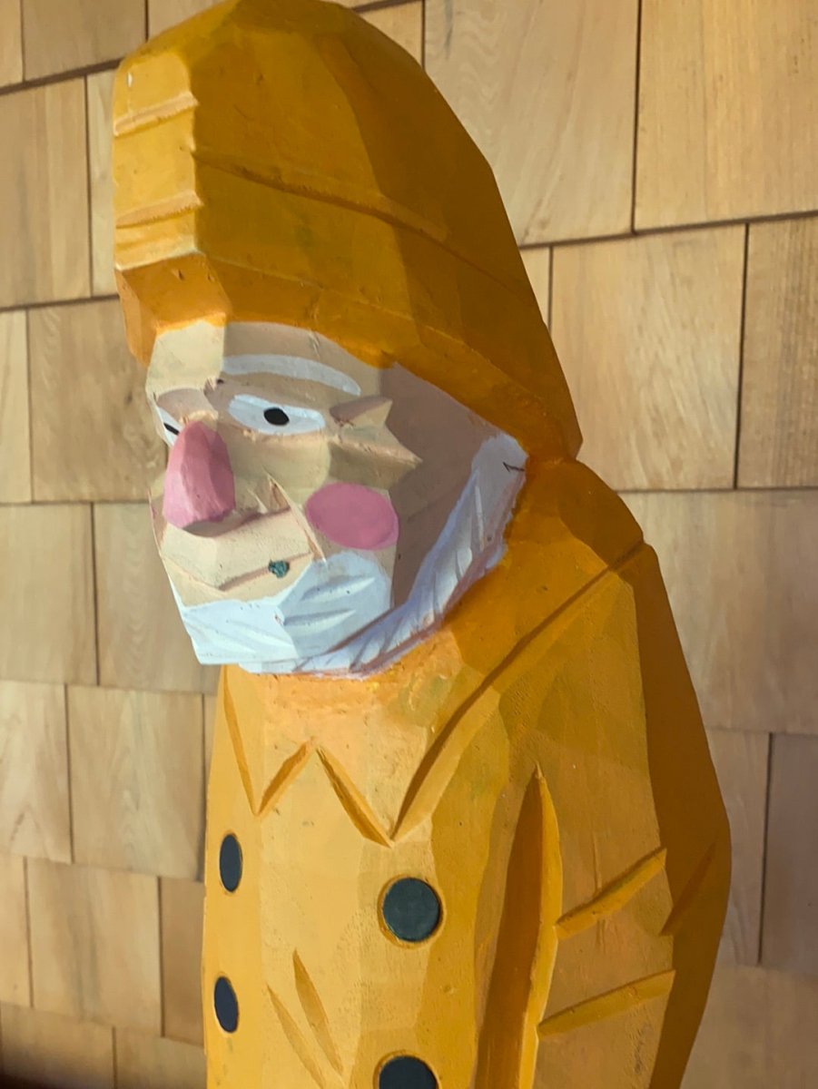 Wooden Fisherman Statue 24" - Diamonds & Rust