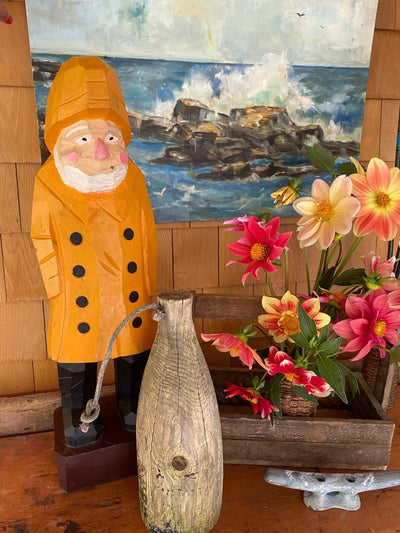 Wooden Fisherman Statue 24" - Diamonds & Rust