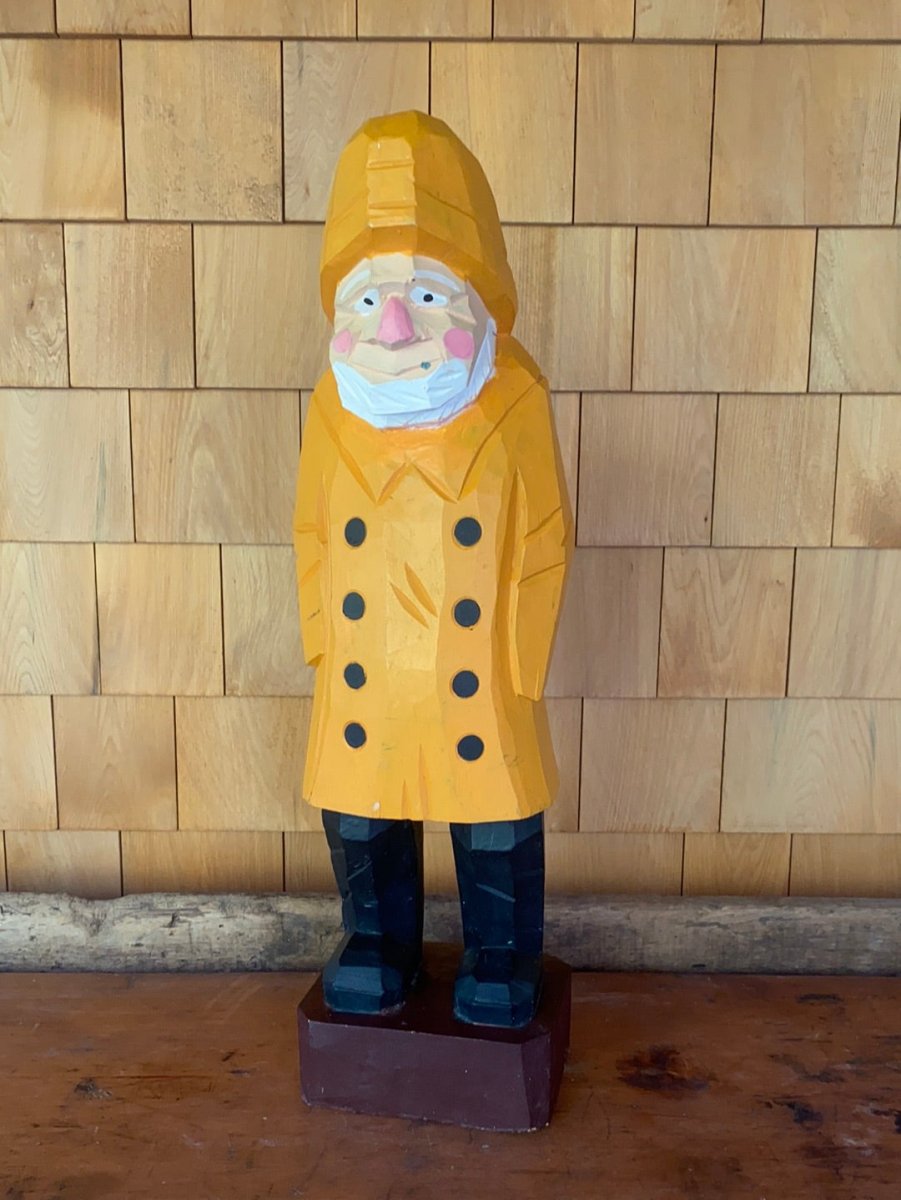 Wooden Fisherman Statue 24" - Diamonds & Rust
